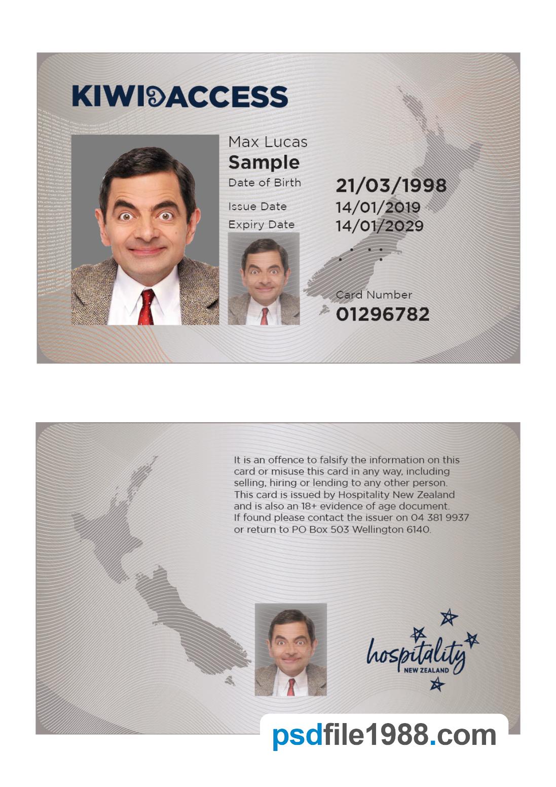New Zealand Kiwi Access Proof of Age Card